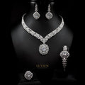 Luvien Bloom Elisse Luxury Bridal Jewelry Set Rhodium Plated Zirconia Wedding Set