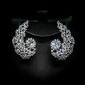 Luvien Bloom Gianna Statement Earrings Rhodium Plated High-Brilliance Zirconia Ear Cuffs
