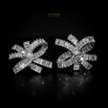 Luvien Bloom Chiara Luxury Bow Earrings Rhodium Plated Baguette Zirconia Studs