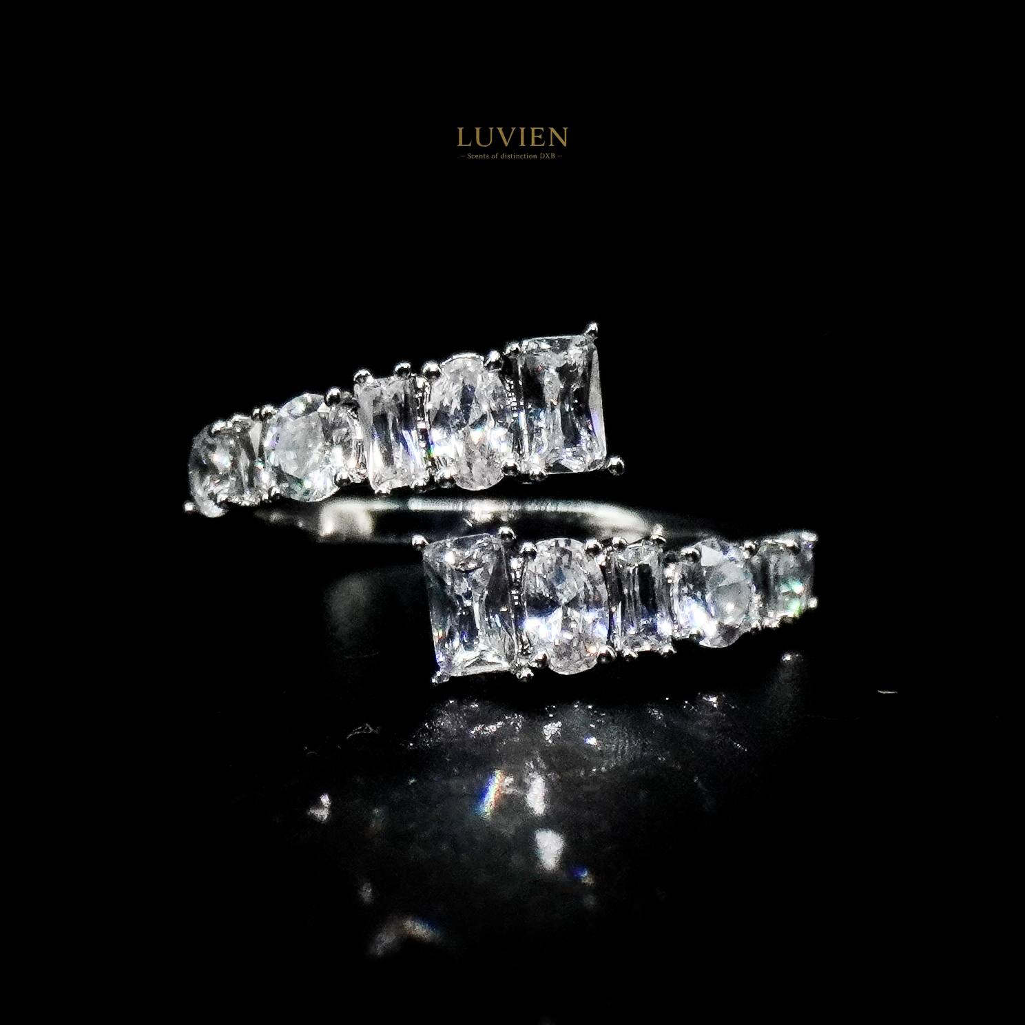 Luvien Bloom Artemis Luxury Jewelry Set Rhodium Plated Bypass Bangle & Ring