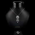 Luvien Bloom Venus Luxury Bridal Jewelry Set Rhodium Plated Zirconia Chandelier Suite