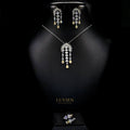 Luvien Bloom Aurora Luxury Bridal Jewelry Set Rhodium Plated Two-Tone White & Canary Zirconia Suite