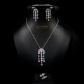Luvien Bloom Aphrodite Luxury Bridal Jewelry Set Rhodium Plated Two-Tone White & Rose Pink Zirconia Suite