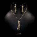 Luvien Bloom Estia Luxury Jewelry Set Gold Plated Long Tassel Necklace & Earrings