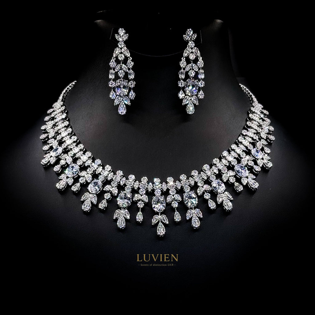 Luvien Bloom Gaia Celestial White Rhodium Plated Zirconia Bridal Full Set