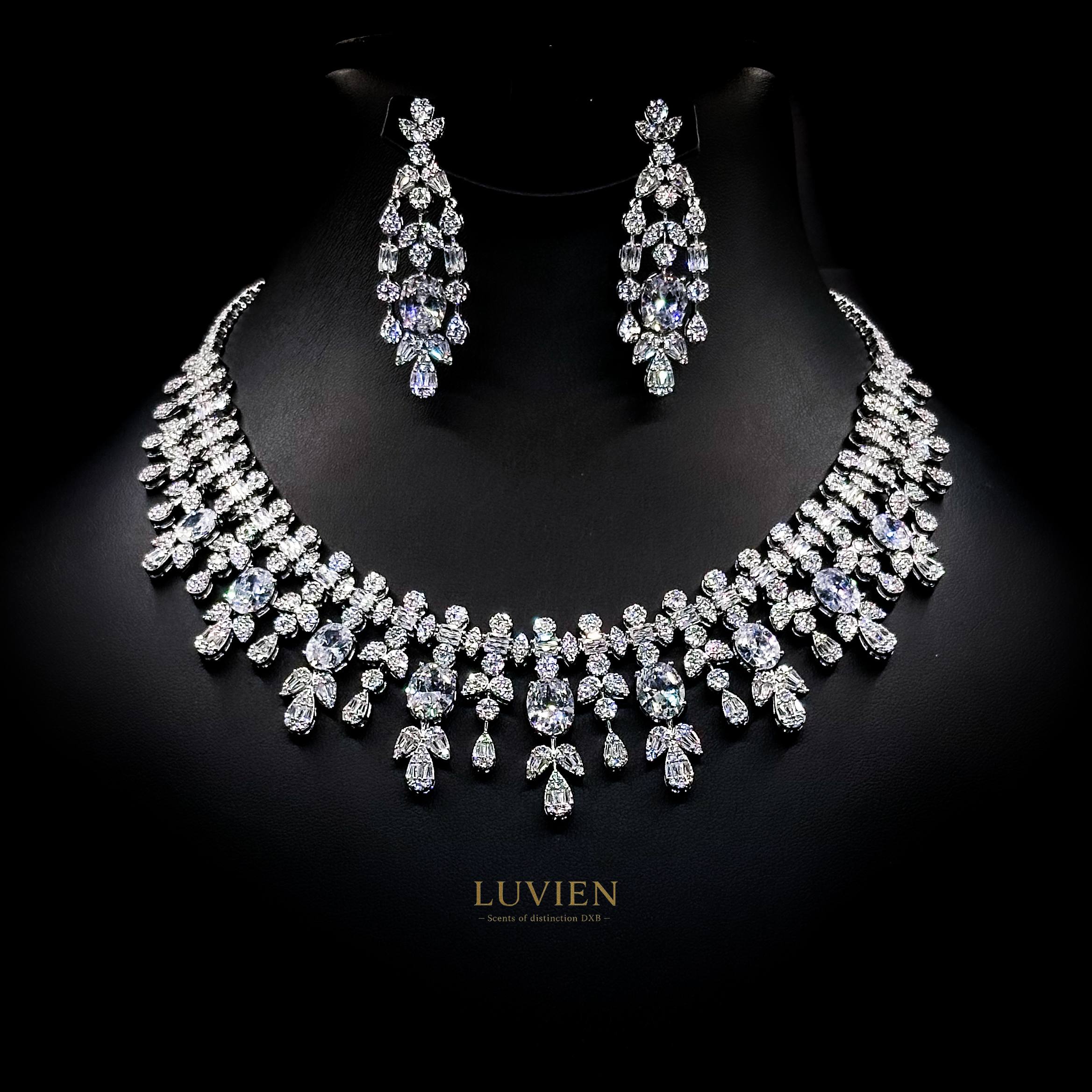Luvien Bloom Gaia Celestial White Rhodium Plated Zirconia Bridal Full Set