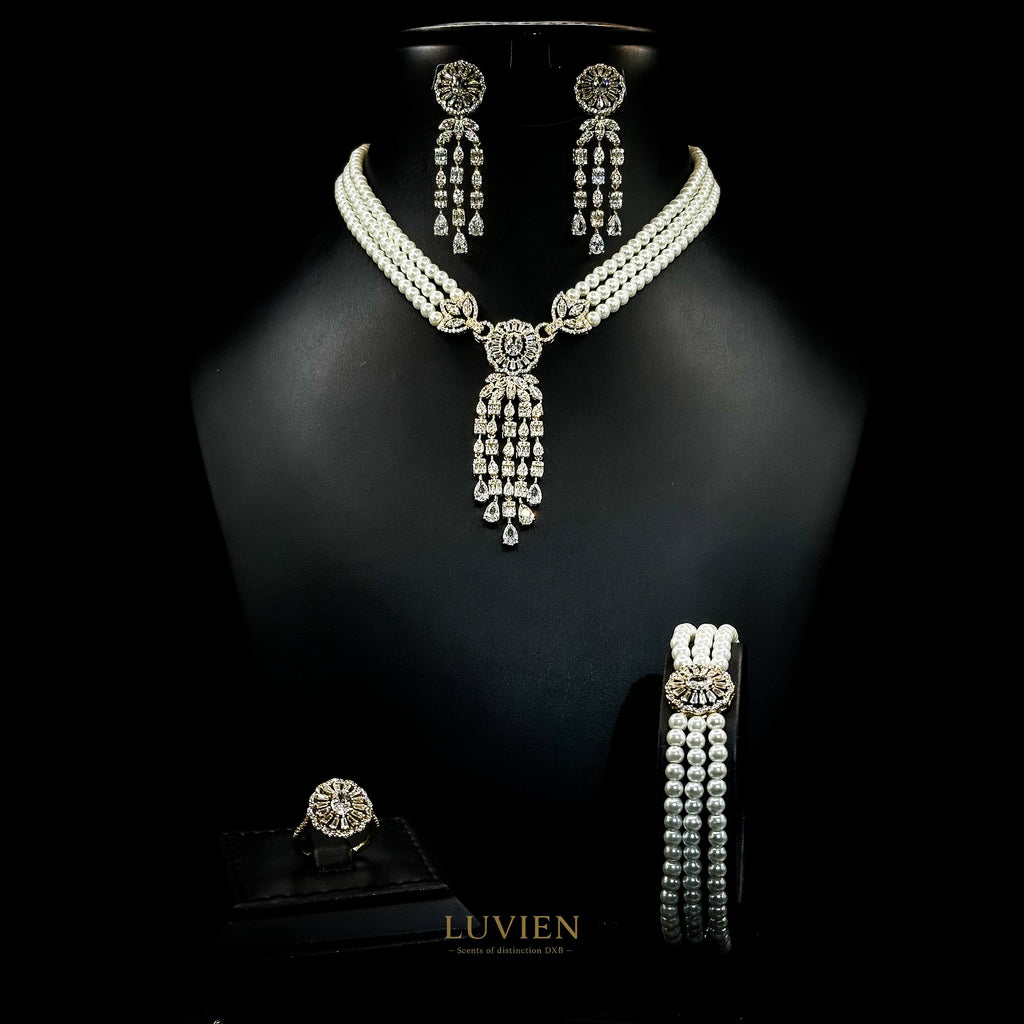 Luvien Athena Pearl Grace Zirconia & Pearl Bridal Full Set