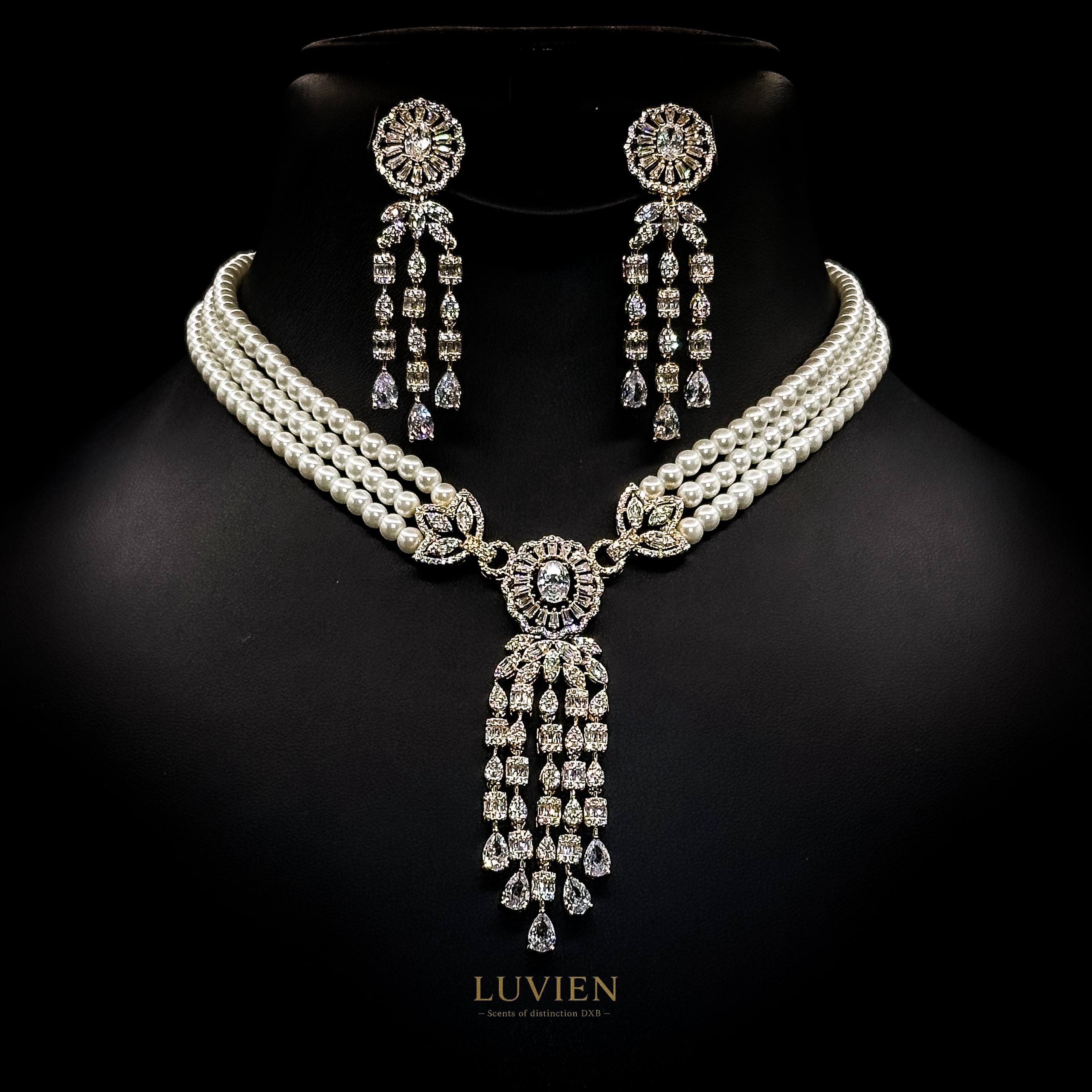 Luvien Athena Pearl Grace Zirconia & Pearl Bridal Full Set