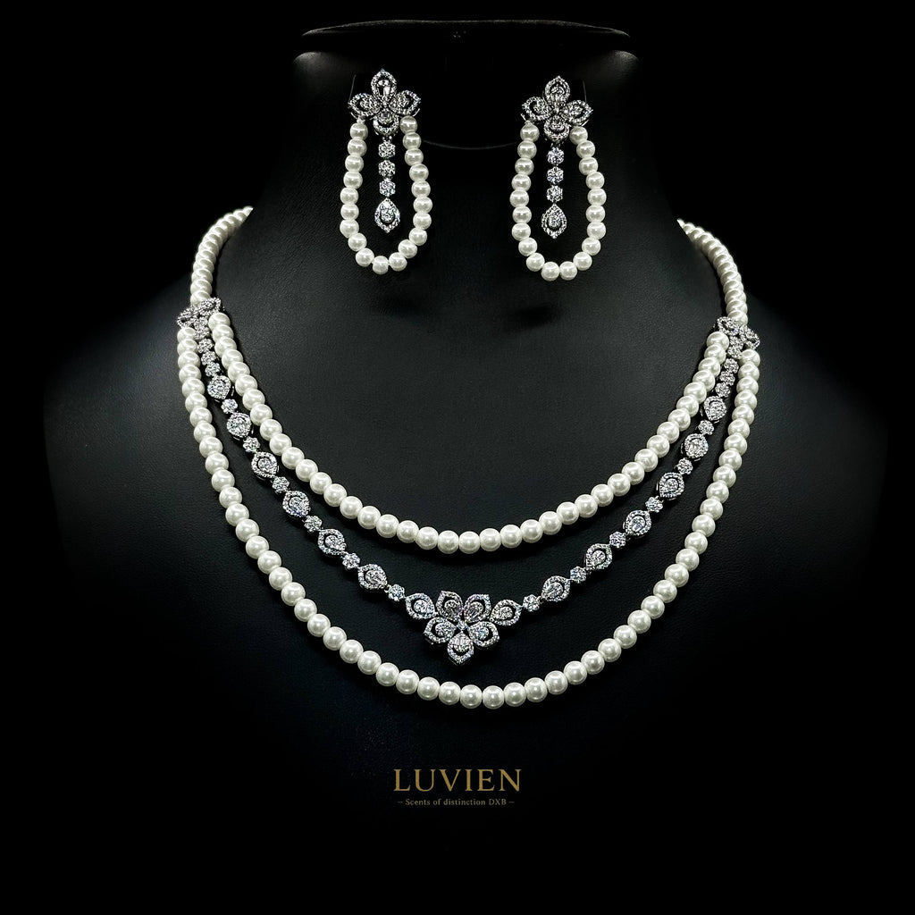 Luvien Loreta Pearl Bloom Zirconia & Pearl Bridal Full Set