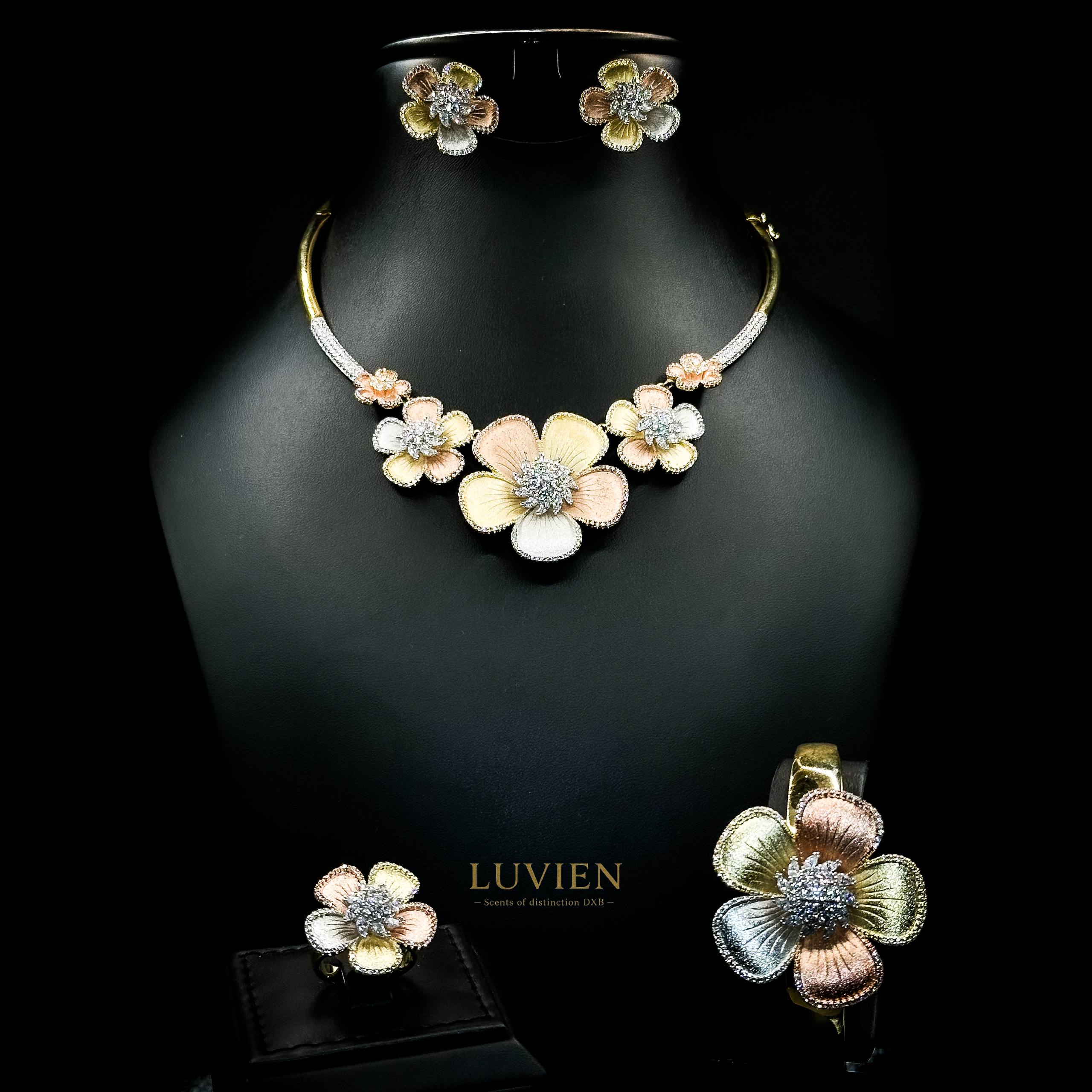 Luvien Domingo Tri-Tone Flora Zirconia Bridal Full Set