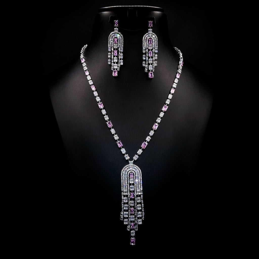 Vesta White & Light Pink Chandelier Set