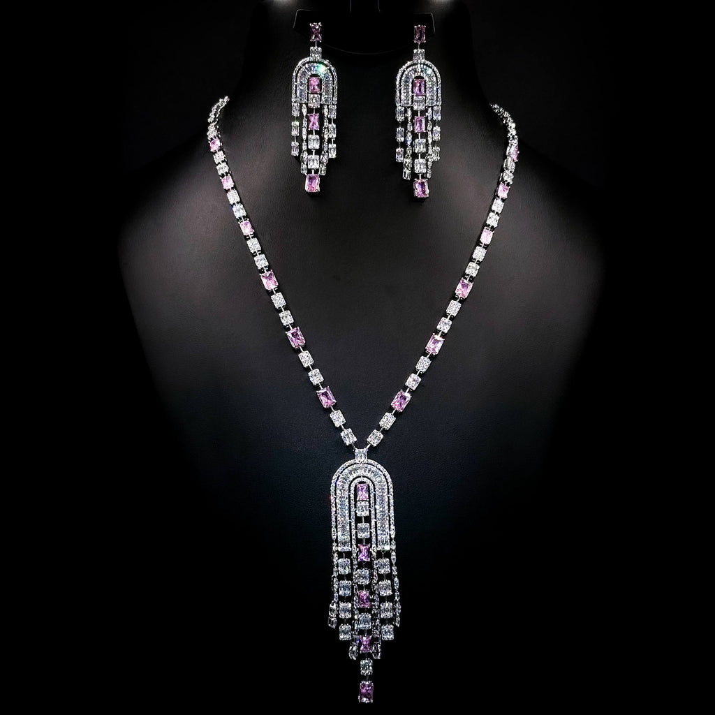 Vesta White & Light Pink Chandelier Set